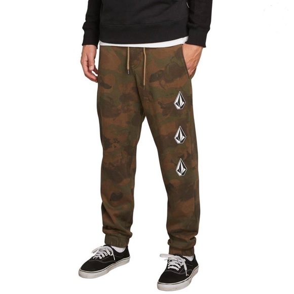 Volcom Deadly Stones Camouflaged Drawstring Distressed Sweatpants Joggers L/12Y - Picture 4 of 16